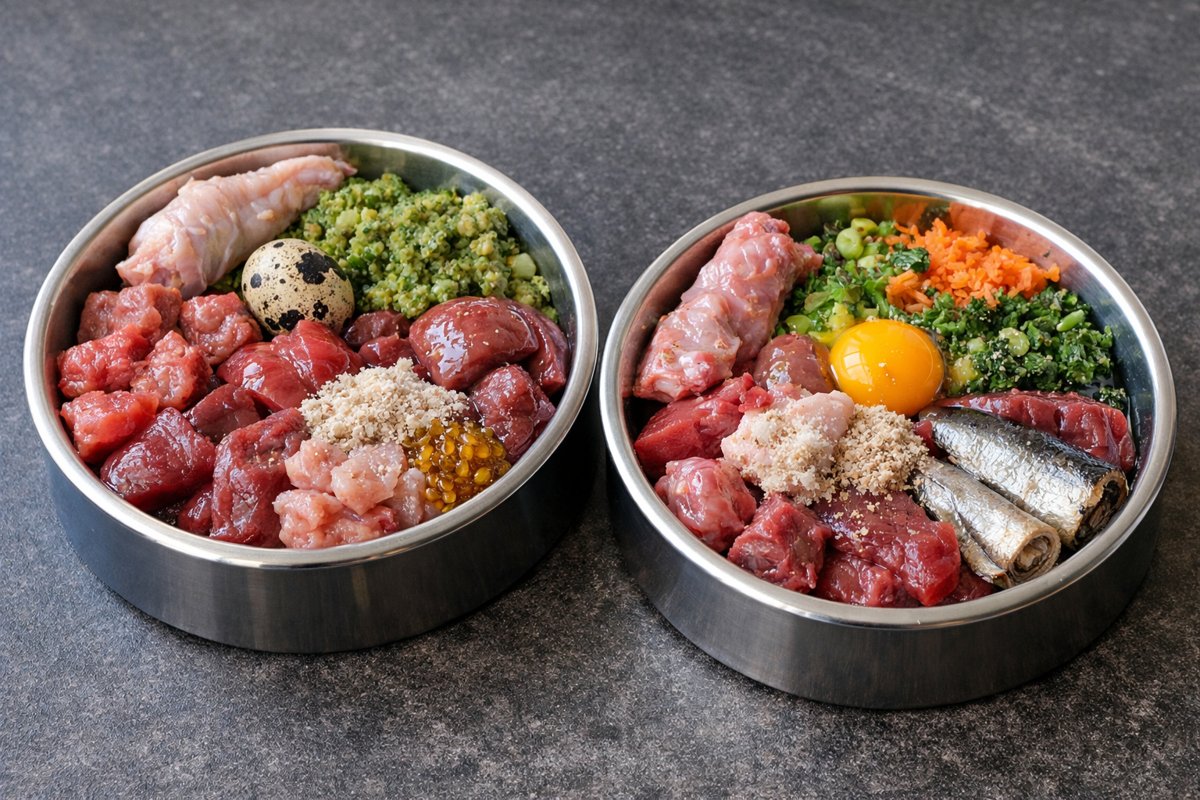 alt=`gamelle barf, easy barf, ration ménagére, viandes, crue, croquette bio`