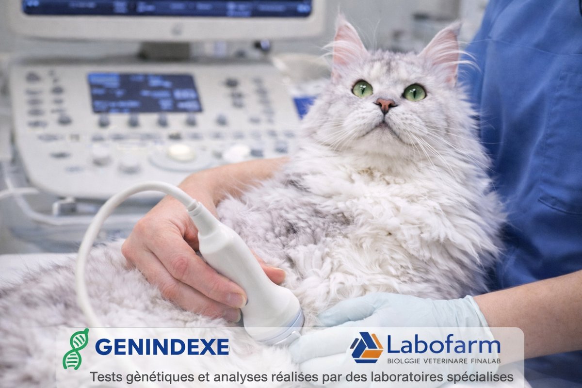 alt=`chographie cardiaque d`un Maine Coon reproducteur dans un élevage sérieux avec tests ADN HCM SMA PKDef et suivi vétérinaire`