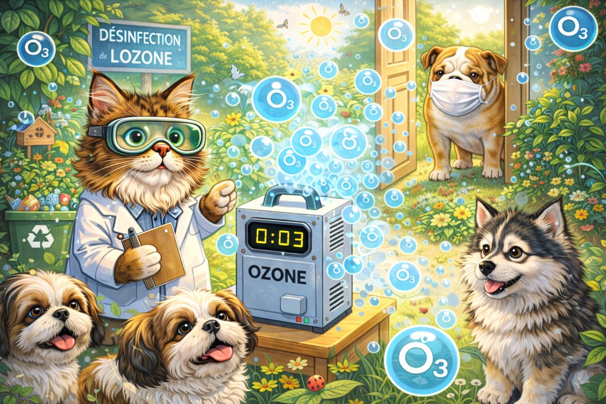 alt=`ozonateur, désinfection, propre, nettoyage, propreté, nurserie, chenil, animaux`